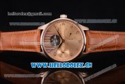 IWC Portuguese Tourbillon Asia ST25 Automatic Rose Gold Case with Rose Gold Dial Arabic Numeral Markers and Brown Leather Strap