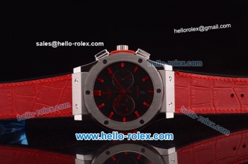Hublot Classic Fusion Chronograph Miyota OS20 Quartz Steel Case with Black Dial and Red Rubber Strap