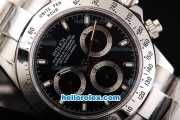 Rolex Daytona Swiss ETA 7750 Automatic Movement Full Steel with Black Dial