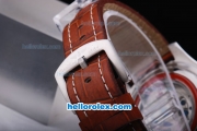 Breitling for Bentley Motors Automatic Tourbillon Stainless Steel Case with White Dial and Brown Leather Strap