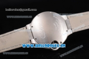 Cartier Ballon Bleu Medium Asia Automatic Steel Case with Silver Dial Grey Leather Strap and Diamonds Bezel (YF)