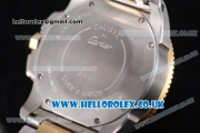 Cartier Calibre de Cartier Chronograph Miyota OS20 Quartz Steel Case with White Dial Two Tone Bracelet and Roman Markers