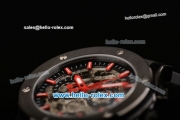 Hublot Classic Fusion Asia 3836 Automatic PVD Case with Red Stick Markers Black Leather Strap and Skeleton Dial