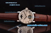 Patek Philippe Complications ST22 Automatic Steel Case with Black Roman Numeral Markers White Dial and Brown Leather Strap