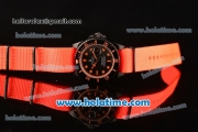 Rolex Submariner Asia 2813 Automatic PVD Case with Orange Markers Carbon Fiber Dial and Orange Nylon Strap