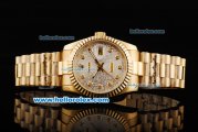 Rolex Datejust Oyster Perpetual Automatic Full Gold with White Dial and Diamond Marking-Small Calendar