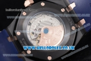 Audemars Piguet Royal Oak 36mm Asia ST16 Automatic PVD Case with Blue Dial Rose Gold Bezel and Blue Rubber Strap (EF)