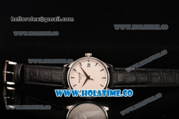 Patek Philippe Calatrava Swiss ETA 2824 Automatic Steel Case with Black Leather Strap White Dial and Stick Markers