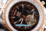Breitling For Bentley Tourbillon Automatic with Black Dial and Honeycomb Bezel-Two Tone Strap