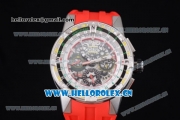 Richard Mille RM60-01 Asia Automatic Steel Case with Skeleton Dial Red Rubber Strap and Stick/Arabic Numeral Markers