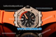 Audemars Piguet Royal Oak Offshore Diver Asia Automatic Steel Case with Black Dial Orange Rubber Strap and White Stick Markers (EF)