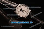 BlancPain Villeret Miyota 9015 Automatic Steel Case with White Dial and Black Leather Strap - (AAAF)