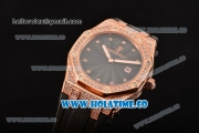 Audemars Piguet Royal Oak Lady Swiss Quartz Rose Gold/Diamonds Case with Black Dial and Black Rubber Strap (EF)