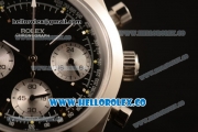 Rolex Explorer Chronograph Miyota OS20 Quartz Steel Case with Black Dial and Brown Leather Strap