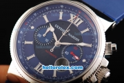 Ulysse Nardin Maxi Marine Swiss Valjoux 7750 Automatic Movement Blue Dial with Blue Rubber Strap