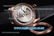 IWC Ingenieur Miyota 8205 Automatic Rose Gold Case with Black Dial Stick Markers and Black Leather Strap (YF)