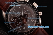 Omega Speedmaster Chrono Swiss Quartz Steel Case PVD Bezel with Brown Leather Strap and Brown Dial Numeral Markers
