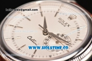 Rolex Cellini Date Asia Automatic Steel Case with Brown Leather Strap White Dial and Silver Stick Markers (New)