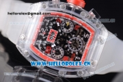 Richard Mille RM 011 Felipe Massa Flyback Chronograph Swiss Valjoux 7750 Automatic Sapphire Crystal Case with Skeleton Dial Red Inner Bezel and Aerospace Nano Translucent Strap