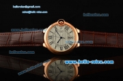 Cartier Ballon Bleu De Swiss ETA 2836 Automatic Rose Gold Case/Bezel with Brown Leather Strap White Dial Roman Markers