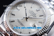 Rolex Datejust Clone Rolex 3135 Automatic Steel Case with Silver Dial Stick Markers and Stainless Steel Bracelet - 1:1 Original (AR)