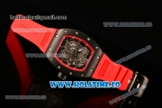 Richard Mille RM 055 Bubba Watson Tourbillon Manual Winding PVD Case with Skeleton Dial Dot Markers and Red Rubber Strap