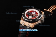 Audemars Piguet Ruben Baracello Chronograph Swiss Valjoux 7750 Movement RG Titanium Case with Red Dial and Ceramic Bezel/Crown-Black Leather Strap