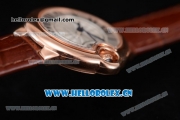 Cartier Ballon Bleu Medium Asia Automatic Rose Gold Case with Silver Dial Roman Numeral Markers and Brown Leather Strap (YF)