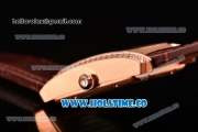 Cariter Tank MC Swiss ETA 2824 Automatic Rose Gold Case with Brown Dial Diamonds Bezel and White Roman Numeral Markers