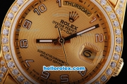 Rolex Day-Date Oyster Perpetual Automatic Full Gold with Diamond Bezel and Gold Dial