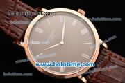 Patek Philippe Calatrava Miyota OS2035 Quartz Rose Gold Case with White Roman Numeral Markers and Brown Dial