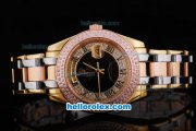 Rolex Day-Date Automatic Movement Rose Gold&Diamond Bezel with Black&Diamond Dial
