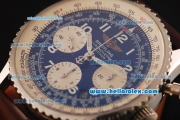 Breitling Navitimer Swiss Valjoux 7750 Automatic Steel Case with Blue Dial and Brown Leather Strap