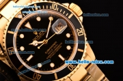 Rolex Submariner Asia 2813 Automatic Yellow Gold Case/Strap with Black Dial and White LumiNova Markers - ETA Coating