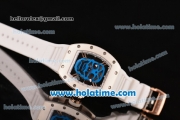 Richard Mille RM 52-01 Miyota 6T51 Automatic Rose Gold Case with Blue Skull Dial and White Rubber Bracelet