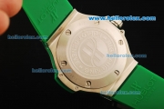 Hublot Big Bang King Swiss Quartz Movement Steel Case with Diamond Bezel and Green Rubber Strap