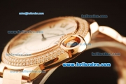 Cartier Ballon Bleu De Swiss ETA Quartz Full Rose Gold with Diamond Bezel and White Dial