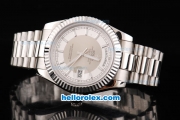 Rolex Day-Date II Oyster Perpetual Automatic Movement Khaki/White Dial with White Stick Marker and SS Strap