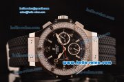 Hublot Big Bang Chronograph Swiss Valjoux 7750-SHG-CHG Automatic Steel Case with Diamond Bezel and Black Dial 1:1 Original