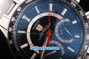 Tag Heuer Carrera Chronograph Quartz Movement Black Dial with Black Bezel-Silver Stick Markers and SS Strap