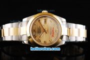 Rolex Datejust II Oyster Perpetual Automatic Movement Two Tone with Gold Bezel-Gold Dial and Gold Numeral Markers