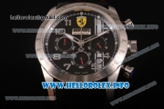 Scuderia Ferrari Chronograph Miyota OS20 Quartz Steel Case with Black Dial Leather Strap and Silver Arabic Numeral Markers