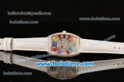 Franck Muller Cintree Curvex Swiss Quartz Steel/Diamonds Case with Diamonds Dial and Colorful Arabic Numeral Markers