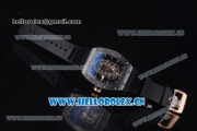 Richard Mille RM 52-01 Miyota 9015 Automatic PVD Case with Skull Dial Dot Markers and Black Rubber Strap