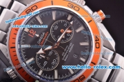 Omega Seamaster Chronograph Miyota Quartz Full Steel with Orange Bezel and Black Dial-7750 Coating