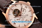 Jaeger-LECoultre Master Asia Automatic Rose Gold Case with Brown Leather Strap and White Dial