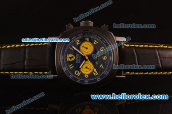 Ferrari Automatic PVD Case with Blue Dial and Black Leather Strap-7750 Coating