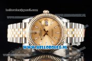 Rolex Datejust Clone Swiss ETA 2836 Automatic K Gold Case with Yellow Gold Dial stick Markers and Two Tone Bracelet BP