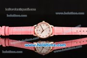 Vacheron Constantin Patrimony Swiss ETA 2824 Automatic Rose Gold Case with Pink Leather Strap White Dial and Diamond Markers