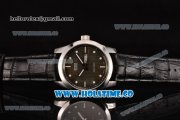 Mido Commander Miyota Quartz Steel Case with Black Leather Strap and Grey Dial